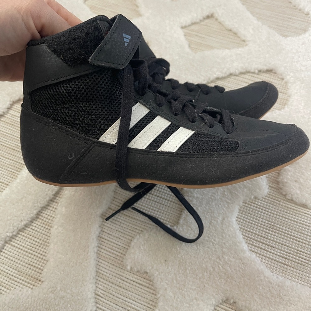 adidas Black High-Top Kids wrestling shoes